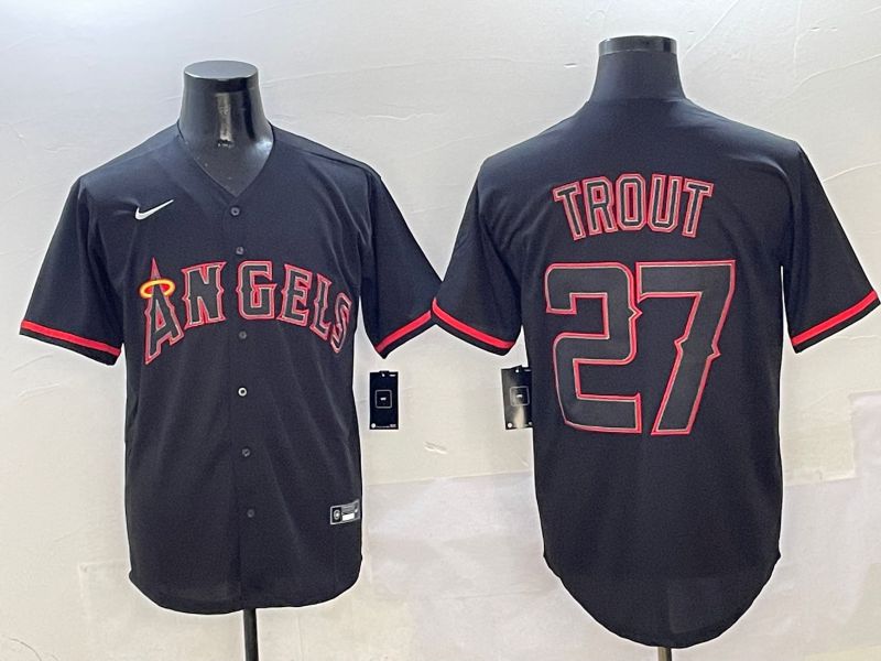 Men Los Angeles Angels #27 Trout Black Game 2025 Nike MLB Jersey style 1->los angeles angels->MLB Jersey